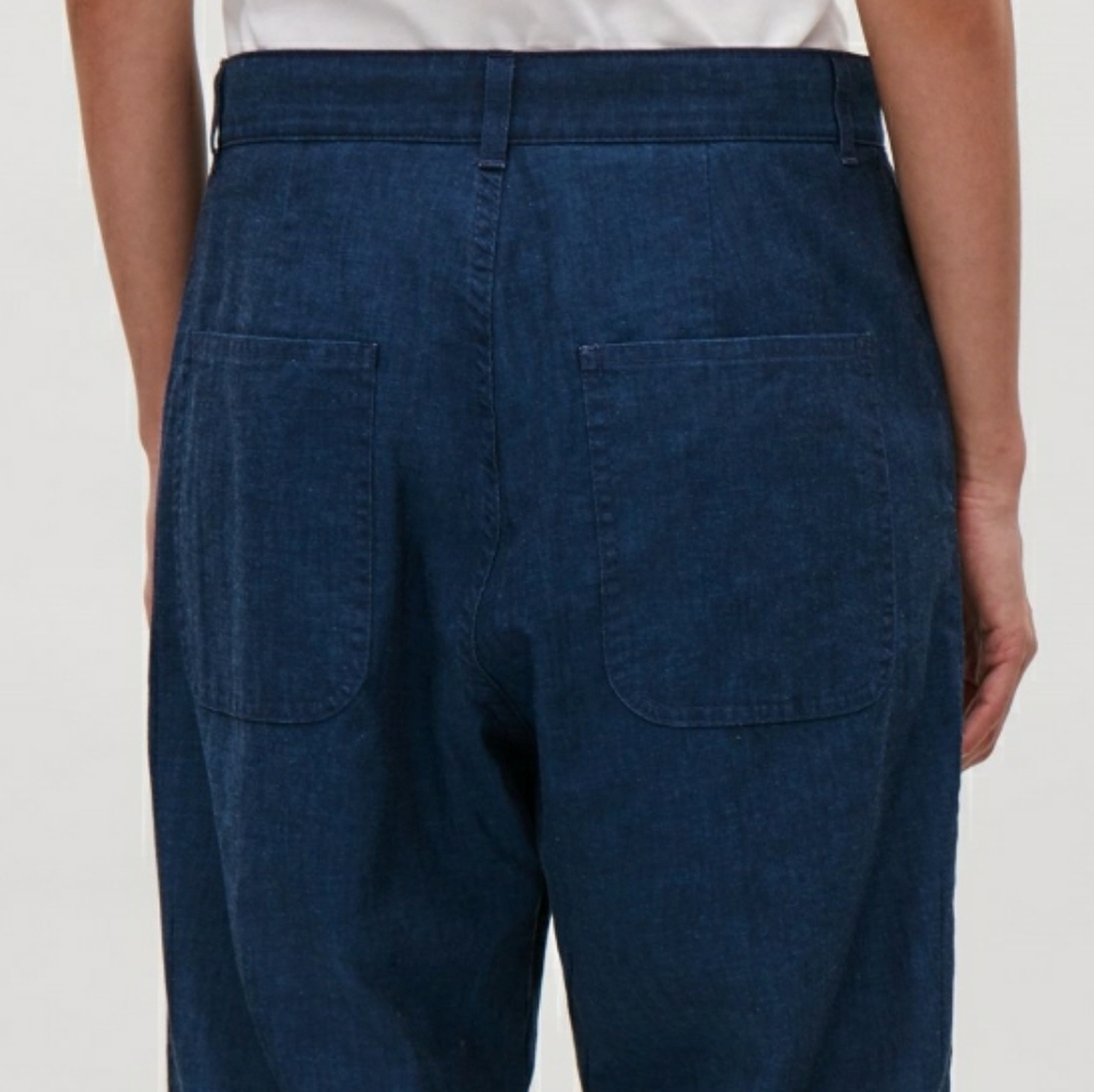 NWT COS Navy Blue Lightweight Relaxed Cotton Chinos - Picture 3 of 4